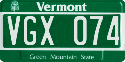 VT license plate VGX074