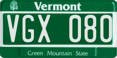 VT license plate VGX080