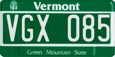 VT license plate VGX085