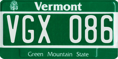 VT license plate VGX086