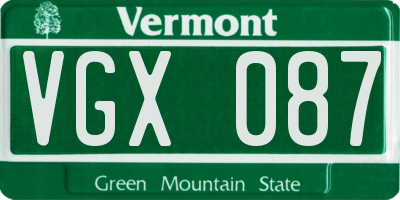 VT license plate VGX087