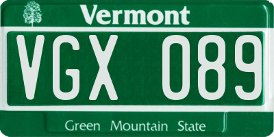 VT license plate VGX089