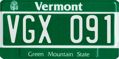 VT license plate VGX091