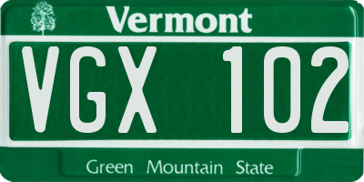 VT license plate VGX102