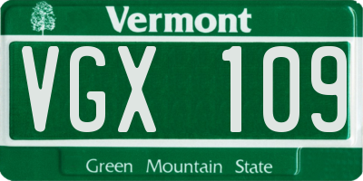 VT license plate VGX109