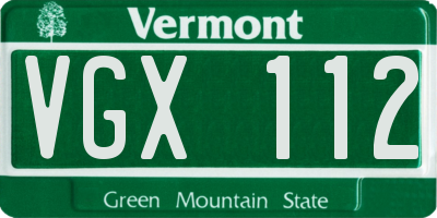 VT license plate VGX112