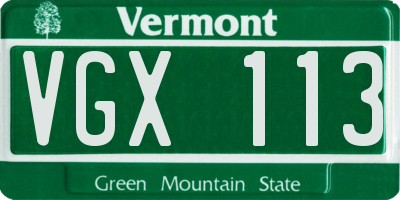 VT license plate VGX113