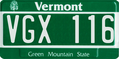 VT license plate VGX116