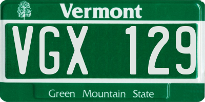 VT license plate VGX129