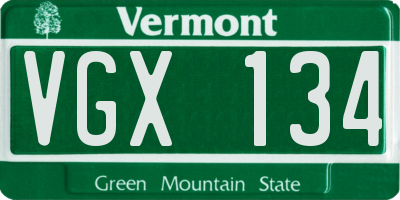 VT license plate VGX134