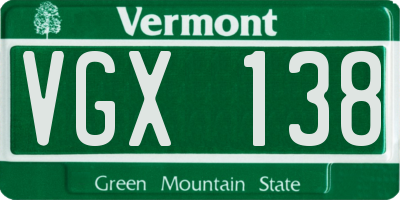 VT license plate VGX138