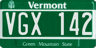 VT license plate VGX142