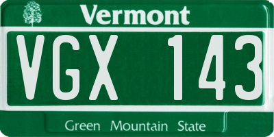 VT license plate VGX143