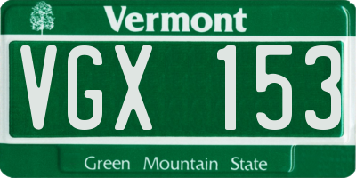 VT license plate VGX153