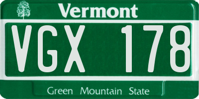 VT license plate VGX178