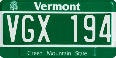 VT license plate VGX194
