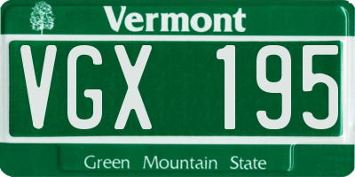 VT license plate VGX195