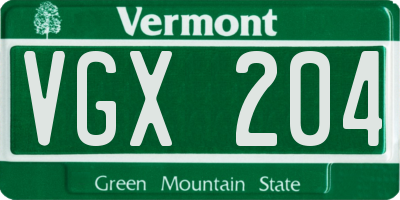 VT license plate VGX204