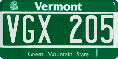 VT license plate VGX205