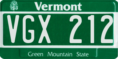 VT license plate VGX212