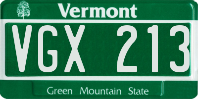 VT license plate VGX213