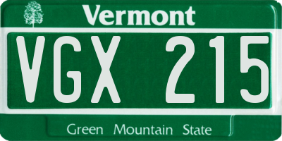 VT license plate VGX215