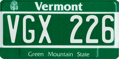 VT license plate VGX226