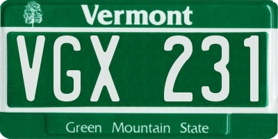 VT license plate VGX231