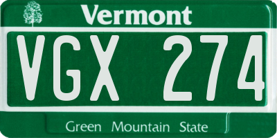 VT license plate VGX274