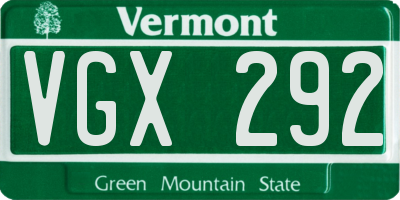 VT license plate VGX292