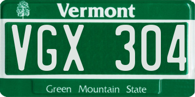 VT license plate VGX304