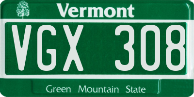VT license plate VGX308