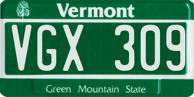 VT license plate VGX309