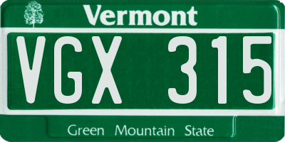 VT license plate VGX315