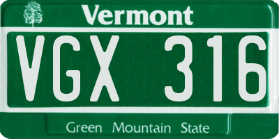 VT license plate VGX316