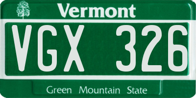 VT license plate VGX326