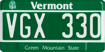 VT license plate VGX330