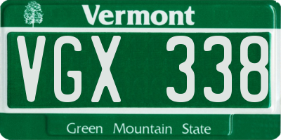 VT license plate VGX338