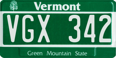 VT license plate VGX342