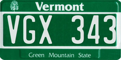 VT license plate VGX343
