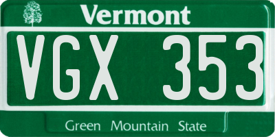 VT license plate VGX353