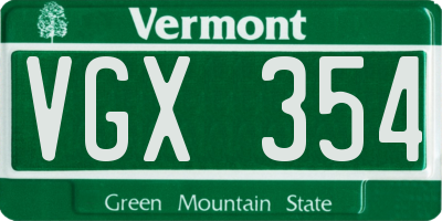 VT license plate VGX354