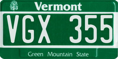 VT license plate VGX355