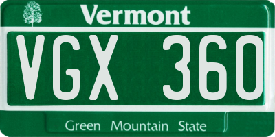 VT license plate VGX360