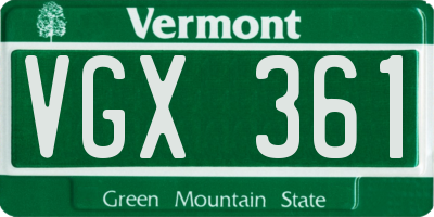 VT license plate VGX361