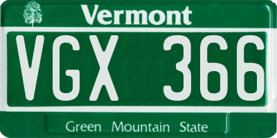 VT license plate VGX366