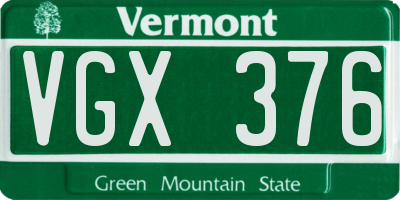 VT license plate VGX376