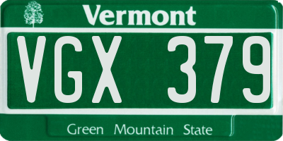 VT license plate VGX379