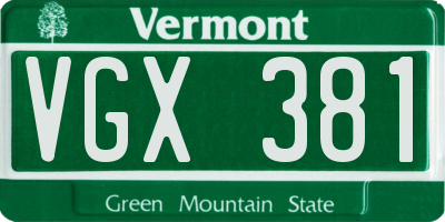 VT license plate VGX381