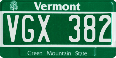 VT license plate VGX382